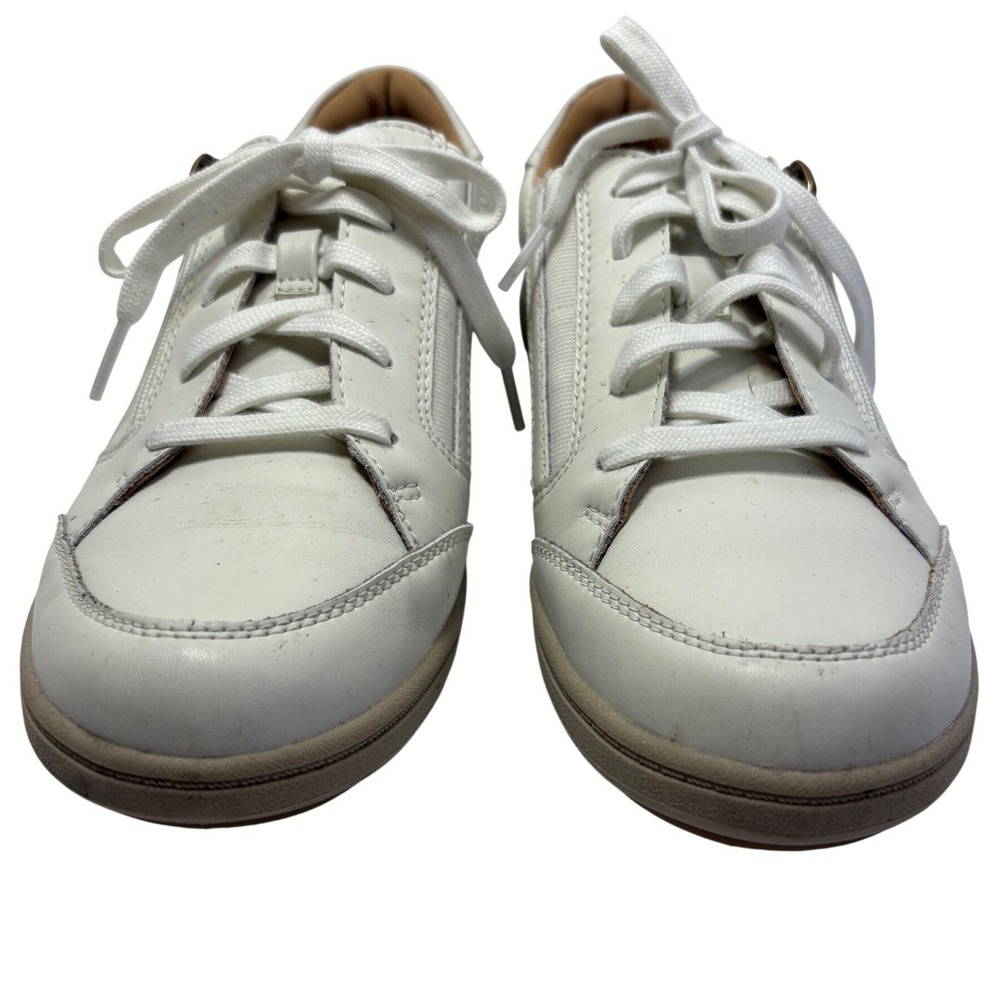 Clarks Collection Off-white Leather Bryianne Bayla side-zip sneakers 10M